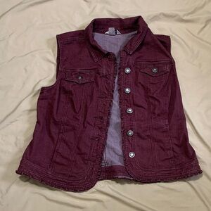 Christopher & Banks Maroon Denim Vest